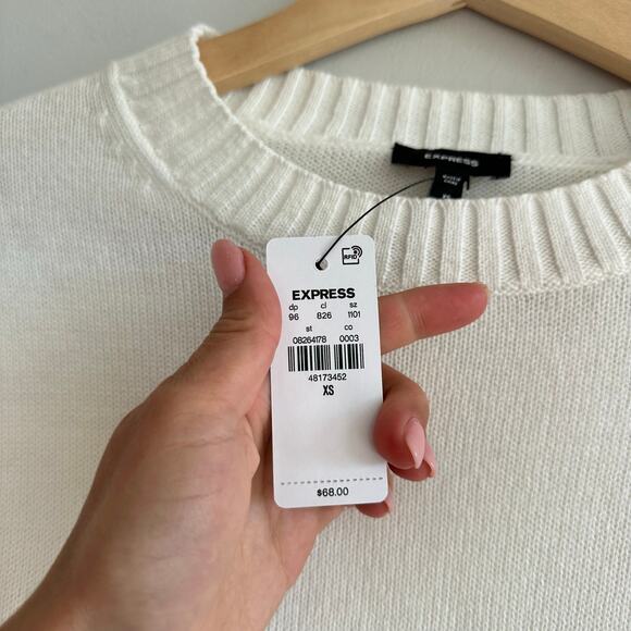 Express Knit Cropped Sweater White XS NWT - Picture 4 of 9